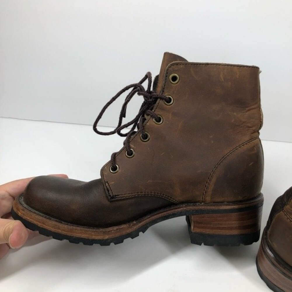 Vintage Frye Brown Leather Lace Up Boot Rare Made In The USA Size 6 - Picture 7 of 14